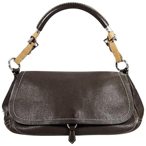 prada leather shoulder bag brown|prada leather bag women black.